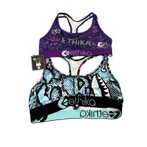 Set Of 2 Ethika Eucci Bling Sports Bras Size M Multicolor Racerback Stylish